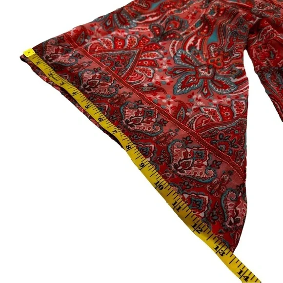 Belle by Kim Gravel Size XXS Paisley Print Bell Sleeve Blouse Top Side Slit NEW - Picture 14 of 15
